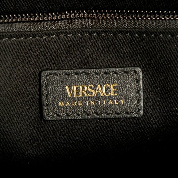 Versace Barocco Leather Trimmed Gold Medusa Small Tote Handbag Shoulder Bag - Picture 7 of 9